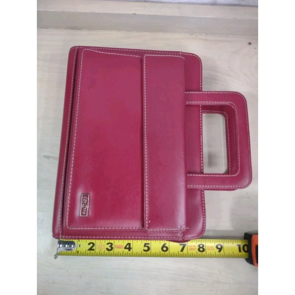 Franklin Covey Day One Planner Binder Red Retractable Handles Faux Leather *SEE